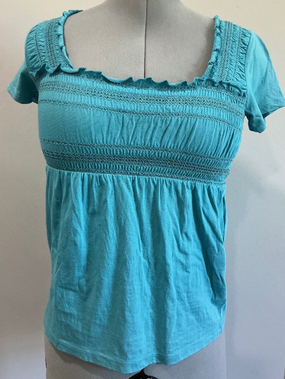 Y2K baby doll style & co petite vintage teal size M 100% cotton
